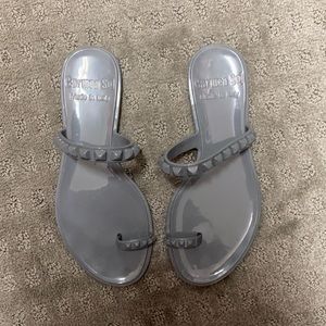 Carmen sol grey flat sandals